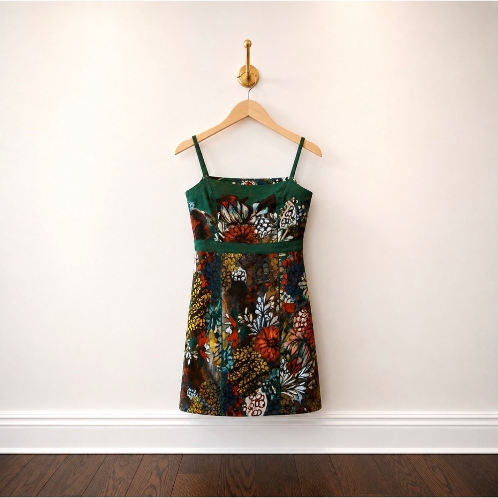Sister Green Floral Botanical Mini Dress Sleeveless Strappy Size 155 80A Small